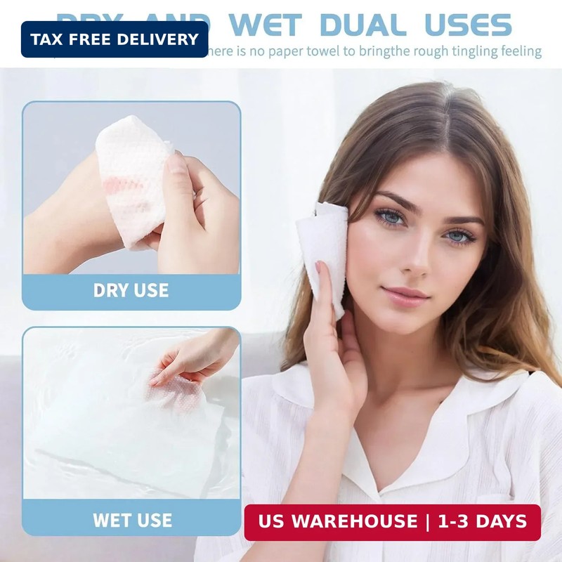 Cotton Facial Dry Wipes 100 Count, Deeply Cleansing Disposable Face Towel Wash C gallery