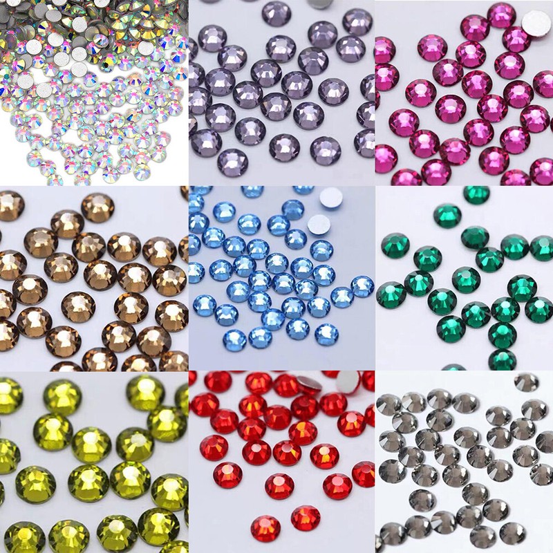 1440pcs Quality Crystal Flatback Rhinestones Nail Art Decoration SS3-SS12 Color