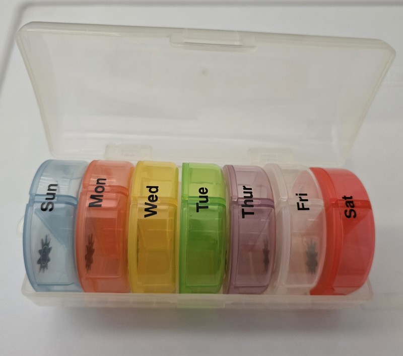 New Travel Pill Organizer. 1 Week 2 x Per Day. Round Multicolor. Ships Free. gallery