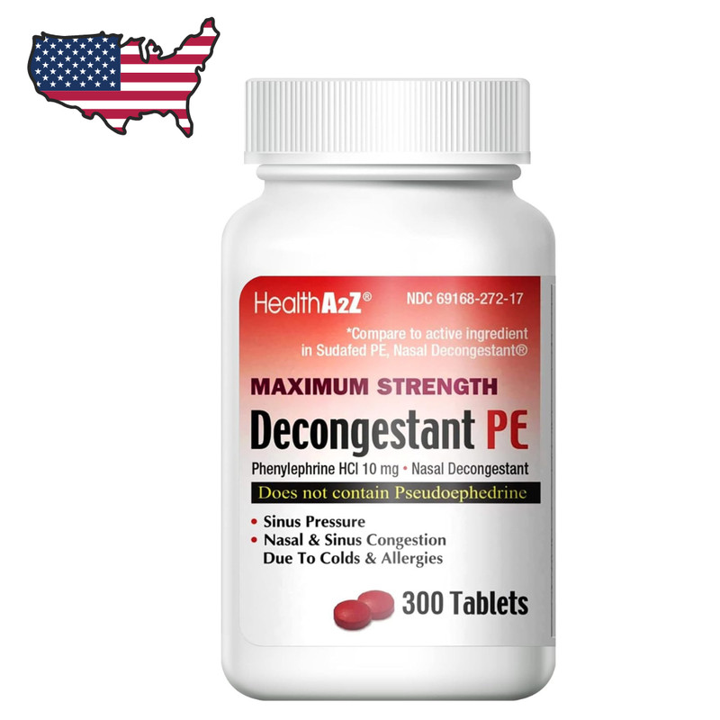 300 Ct. Decongestant PE Phenylephrine HCl Non-Drowsy Nasal & Sinus Congestion