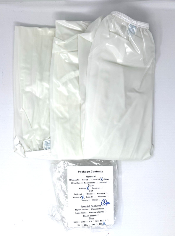 FETWARE DRIWEAR 3 PAIR OF 4XL ADULT PULL ON VINYL INCONTINENCE BRIEFS / PANTS