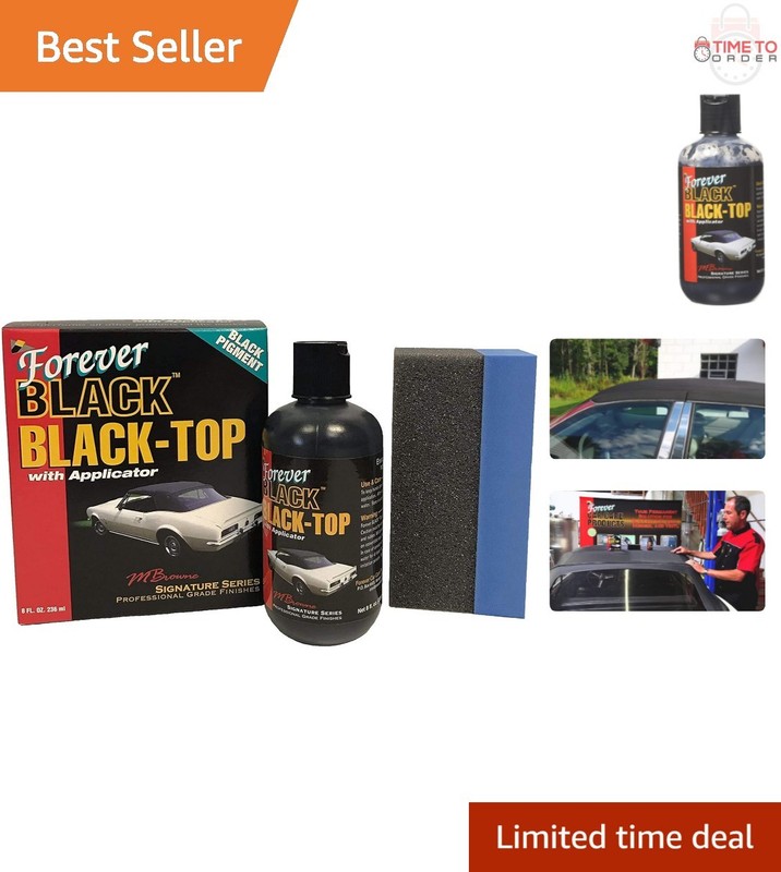 Black Vinyl Rubber Top Restorer Gel 8oz for Convertible Car Interior Exterior