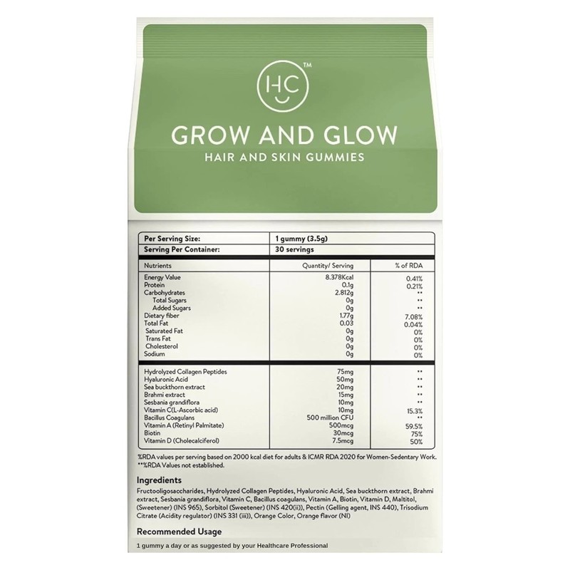 Happy Cultures Grow and Glow Gummies for Hair Growth, Skin Glow, Strong Nails gallery