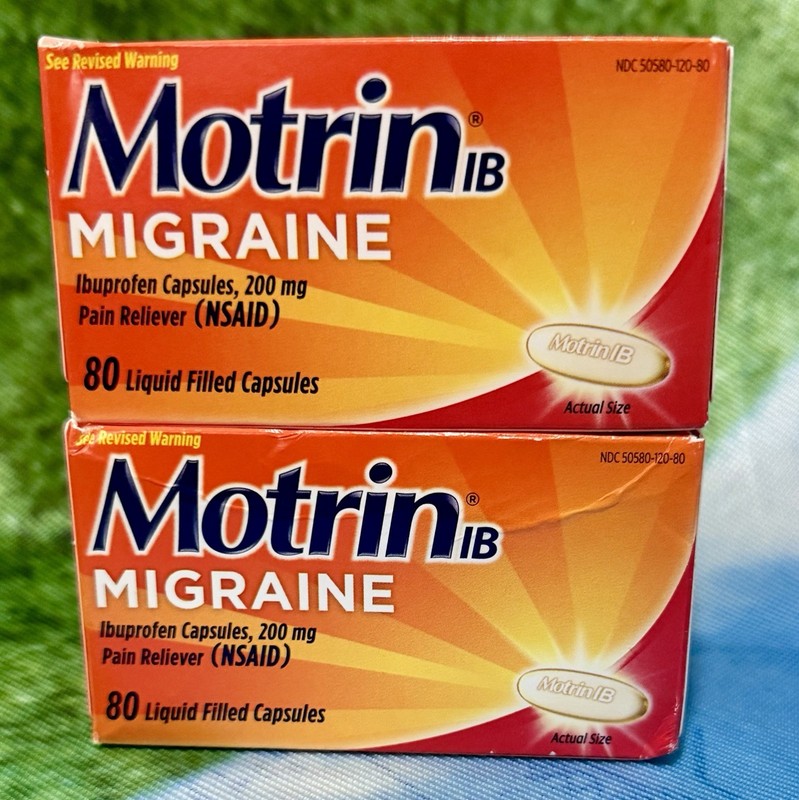 (2) Motrin IB Migraine 200 MG 80 Liquid Filled Capsules EXP 07/2026
