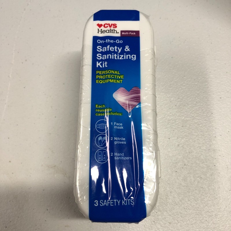 New sealed CVS Health On-The-Go Safety & Sanitizing Kit, 3 CT