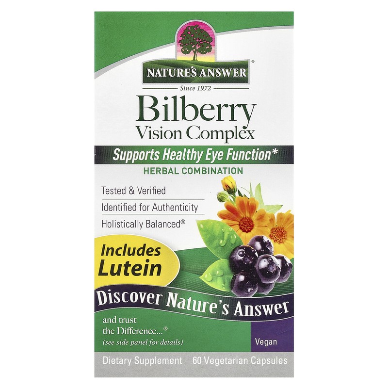Nature s Answer Bilberry Vision Complex 60 Vegetarian Capsules Cruelty-Free, GMP