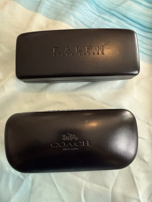 Ralph Lauren & Coach Lot of 2 Black Hard Glasses Cases w/ Felt Lining