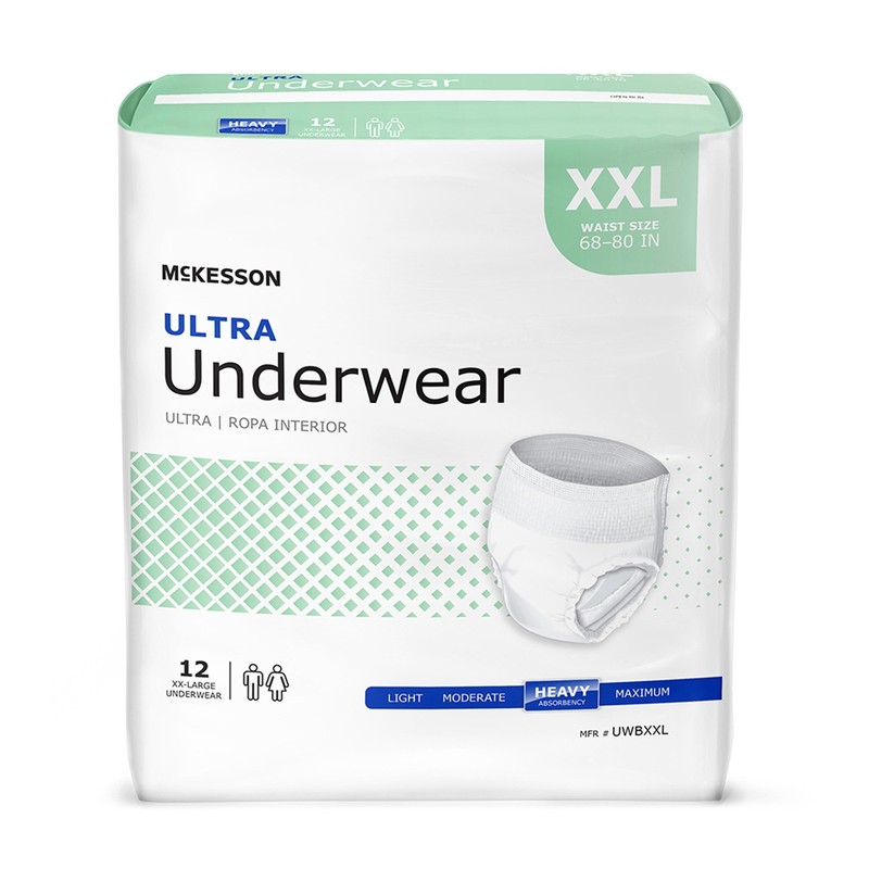 McKesson Adult Disposable Pull On Underwear Diapers XXL Heavy Absorbency 12 Ct