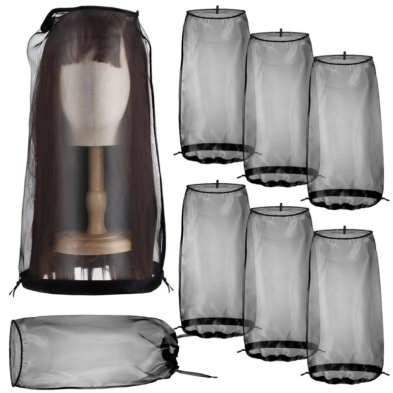 6 Pcs Wig Storage Bags Breathable Mesh Travel Organizer with Drawstring gallery