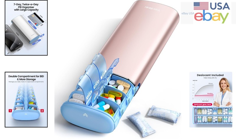 Large Capacity Pill Organizer with AM PM Compartments for Vitamins & Supplements gallery