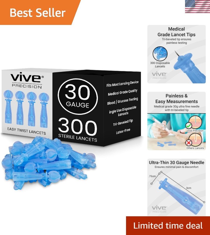 Easy- for Diabetes Blood Sugar Extraction Testing, 30 Gauge Single Use Dispos…