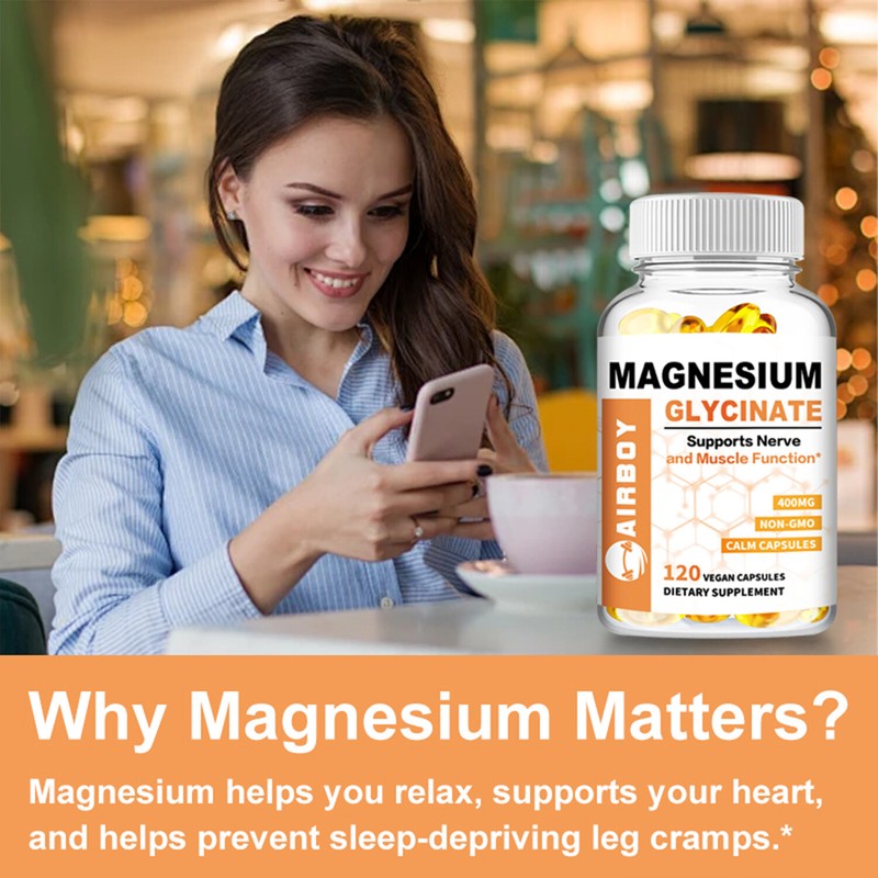 Magnesium Glycinate 400mg - Improved Sleep, Stress & Anxiety Relief - Vitamin B6 gallery