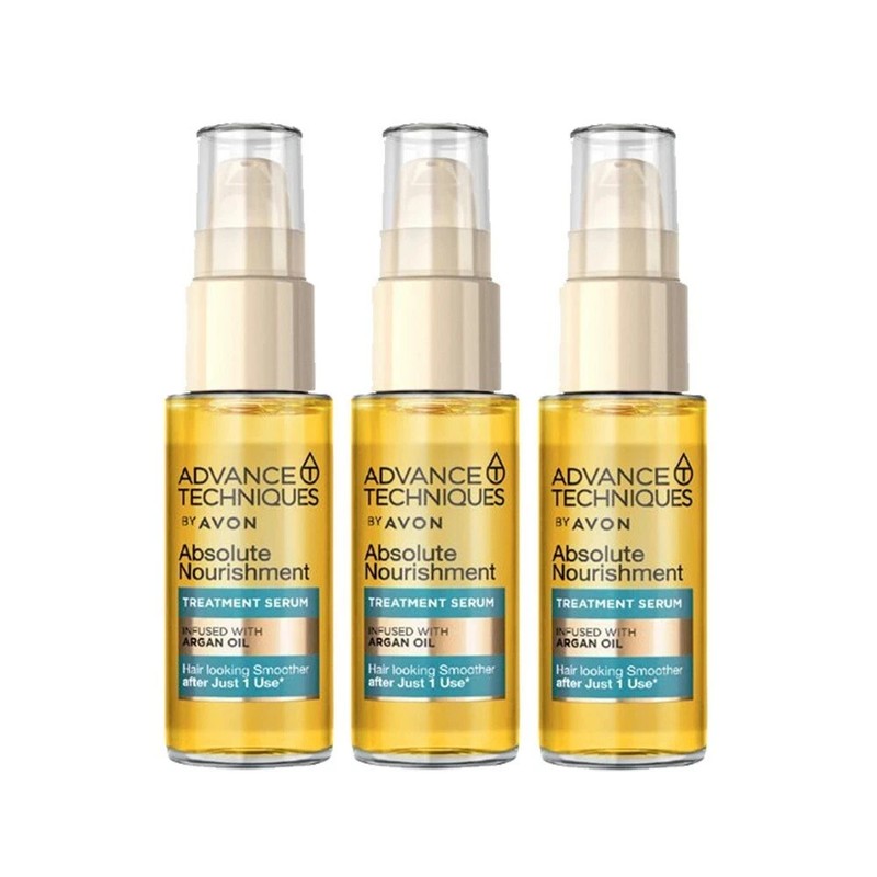 AVON Advance Techniques Absolute Nourishment Hair Serum- Argan Oil 1 oz X 3 CT