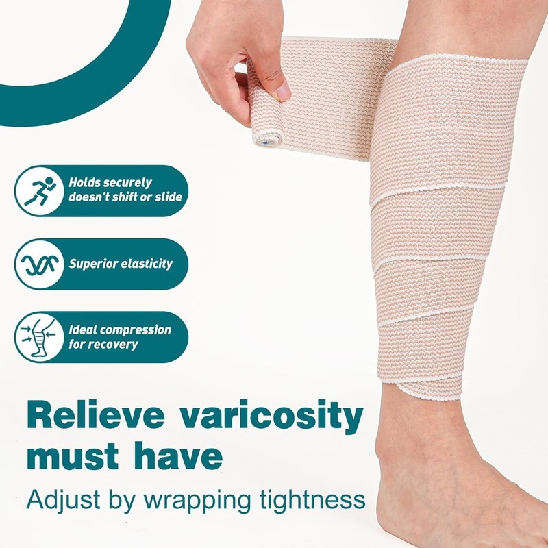 Premium 6 Pack Elastic Bandage Wrap 4 Inch, Compression Wrap Bandage for Legs, L gallery