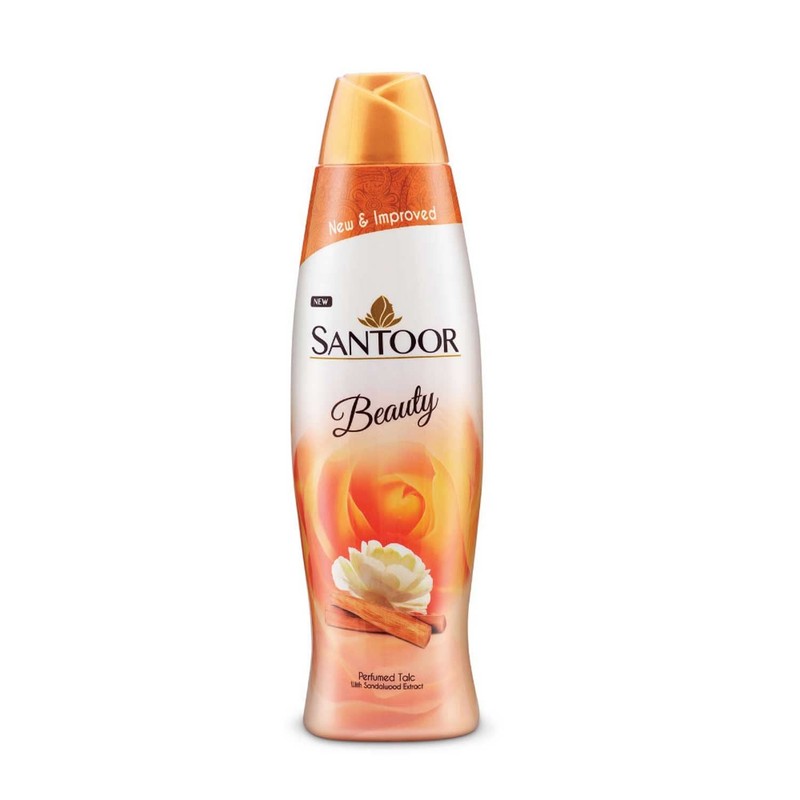 Santoor Beauty Talc with Sandalwood Extracts| Absorbs Excess Moisture 400gm
