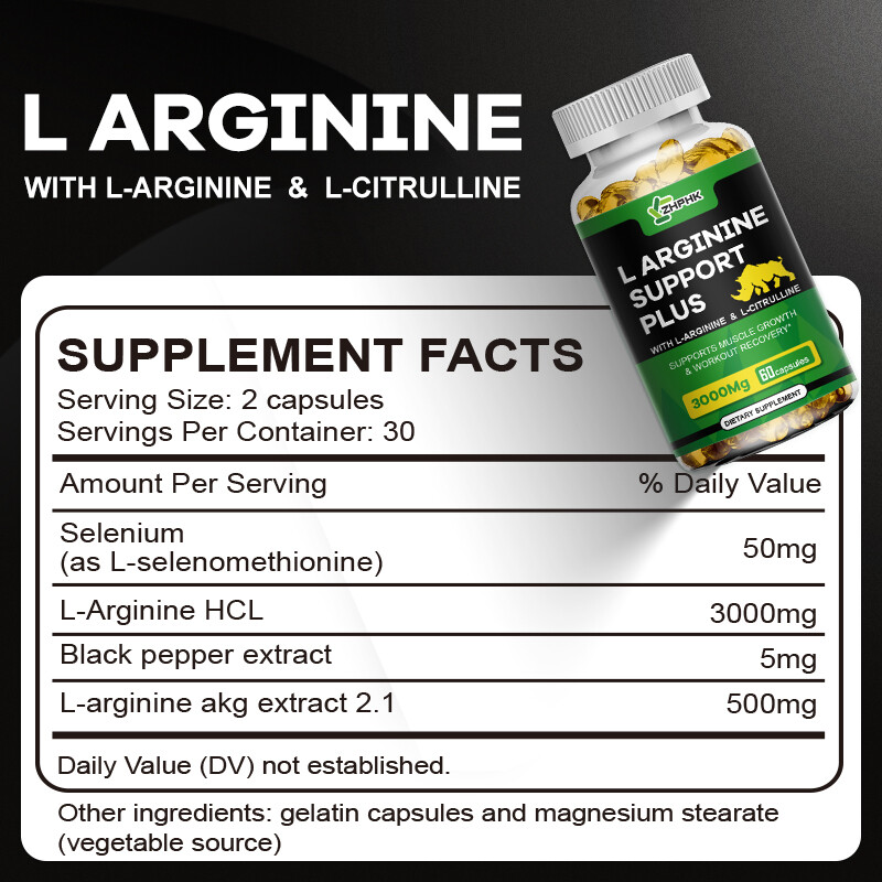 L-Arginine 120 Nitric Oxide,Testosterone Booster,Energy Support Capsules 3000 mg gallery