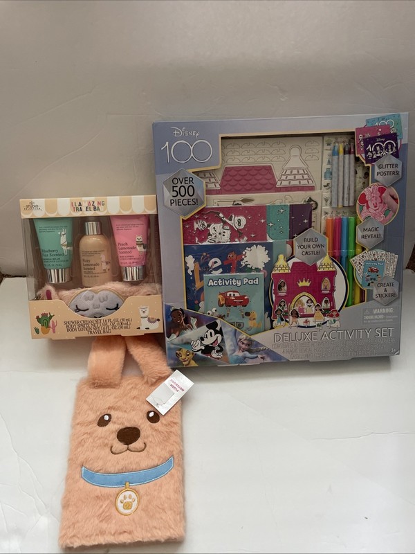 3 Pc Bundle-Llama Personal Care Kit Plush Notebook Disney Activity Set See Descr