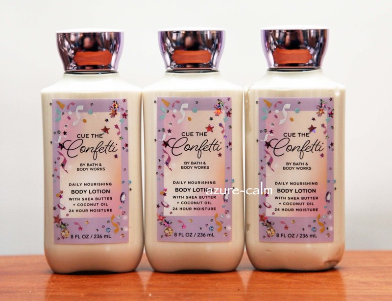 Bath Body Works CUE THE CONFETTI Body Lotion x3 8ozs w/Shea Butter + Coconut Oil