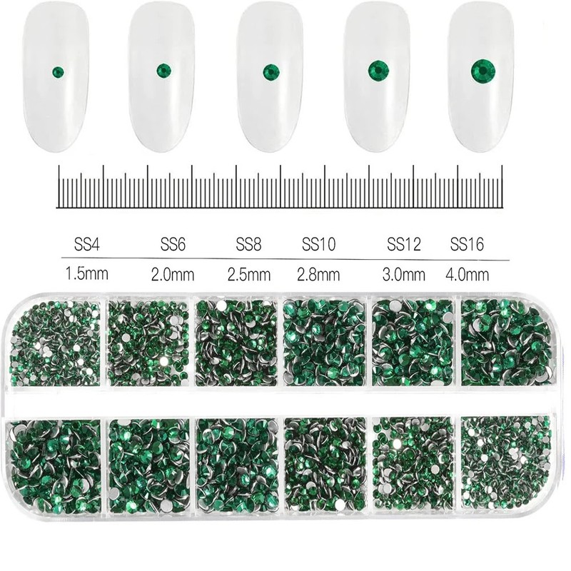 2400pcs+ Shiny Clear Crystal Gems Nail Rhinestones 1.5-4mm Mixed Round Glass