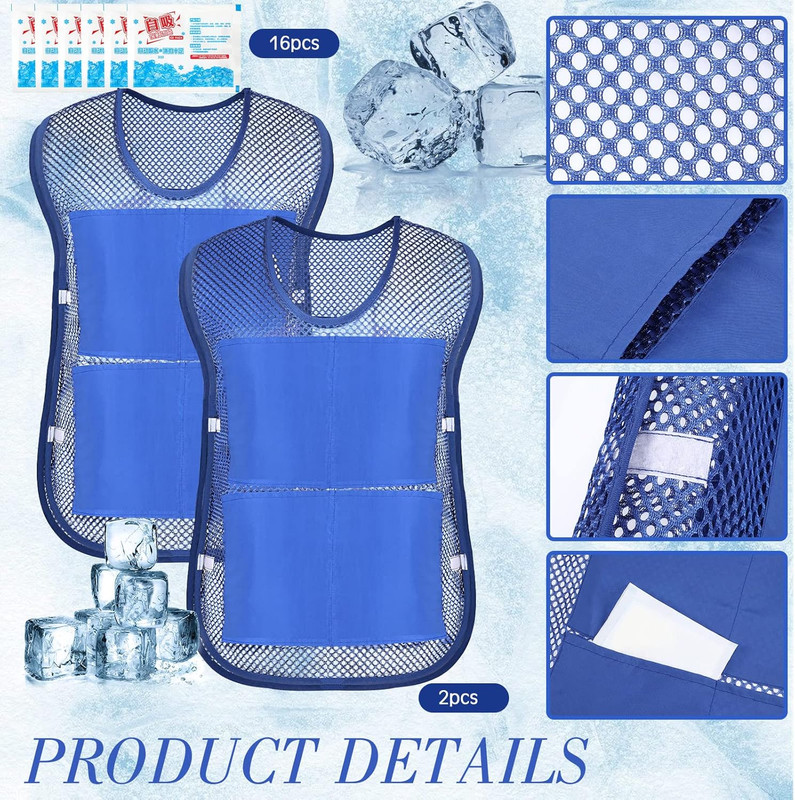 2 Pcs Ice Cooling Vest for Men Women Teens with Ice Packs Summer Hot Weather Coo gallery