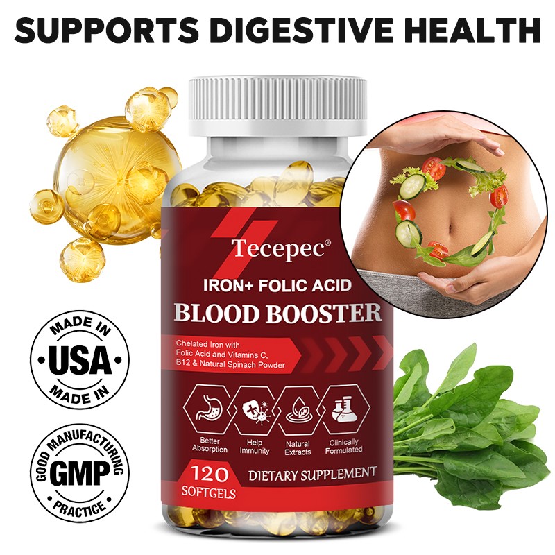 Iron Folic Acid Blood Booster Pineapple Enzymes Gut Digestive Health 120 Pills