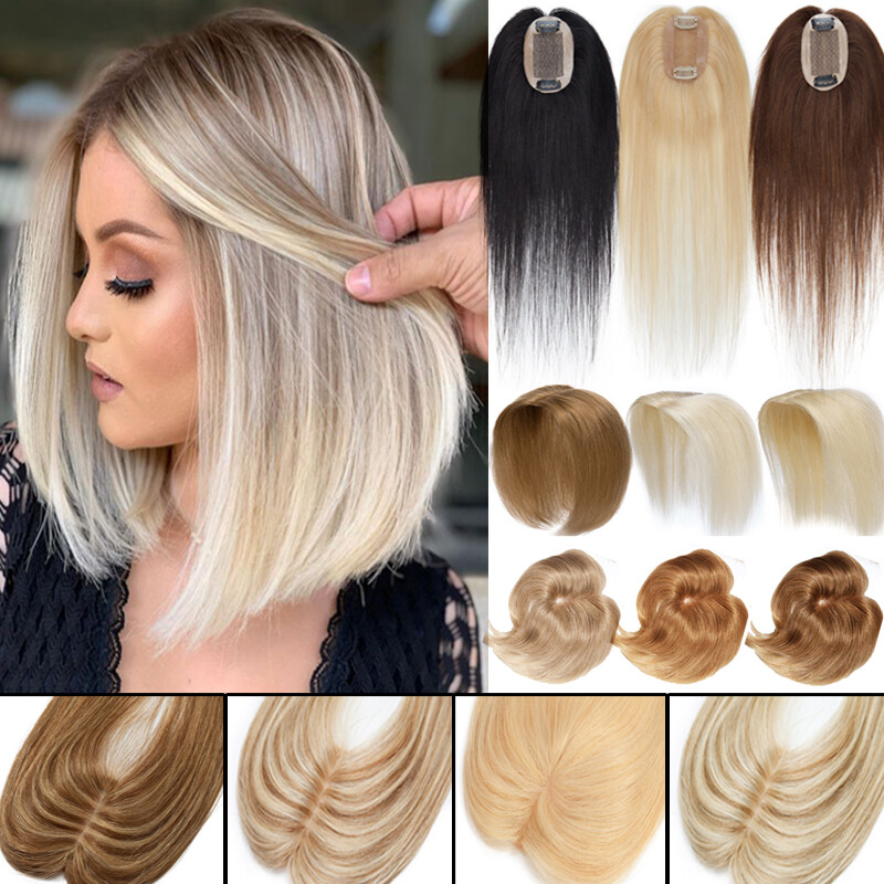 100% Real Remy Human Hair Topper For Women Hairpiece Mono Silk Base Thick 6″-18″
