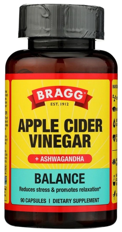 Bragg Apple Cider Vinegar + Ashwagandha Balance-90 Capsules Exp 4/2027^ PLM