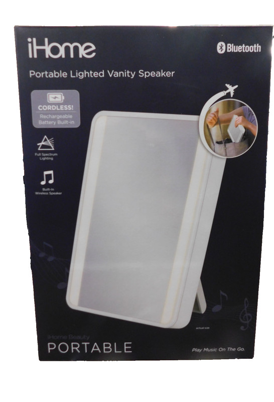 iHome Portable Lighted Vanity speaker, Cordless, Bluetooth-6" X 8" gallery
