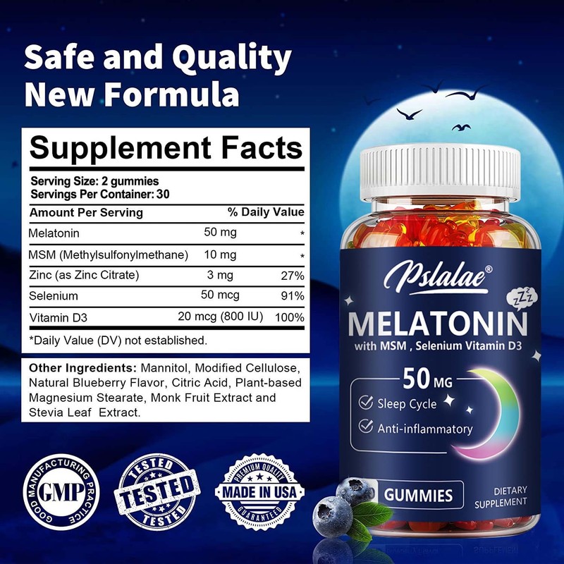 Melatonin 50mg - Sleep Aid, Regulate Sleep Cycle, Promote Relaxation - Zinc, MSM gallery