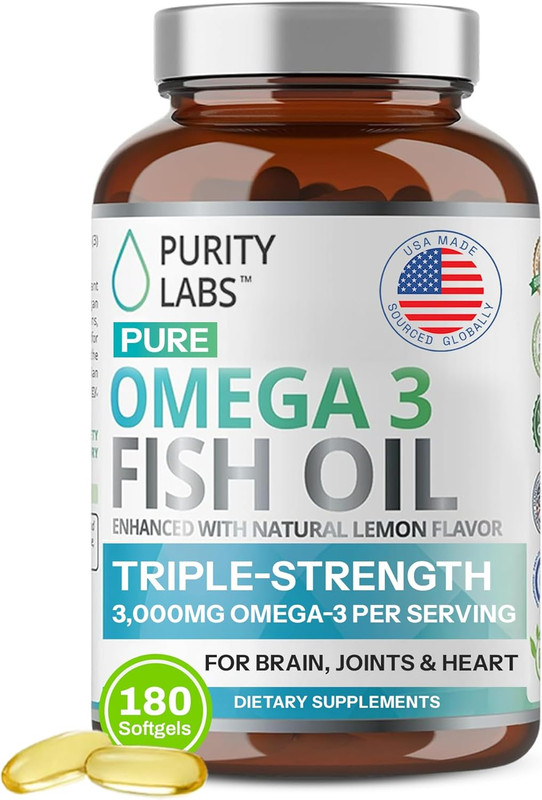 Omega 3 Fish Oil 3000Mg – DHA & EPA Omega 3 Fatty Acid Supplements to Support He