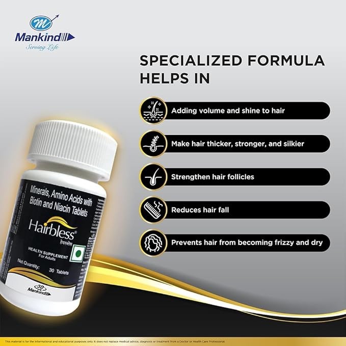 2 X Mankind Pharma Hairbless 30 Table for hair growth SF gallery