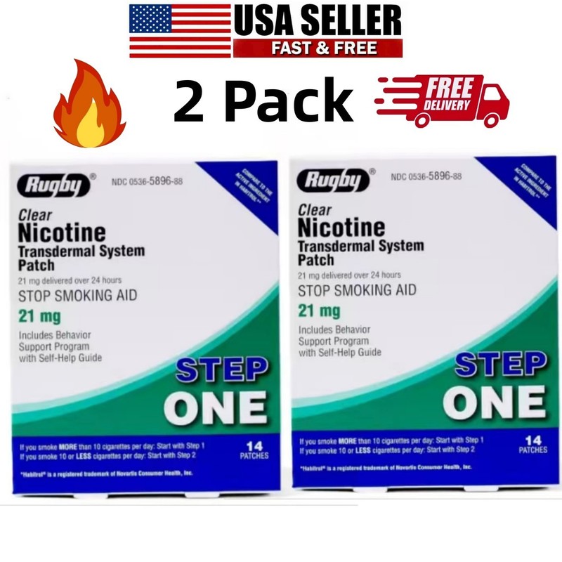 Rugby Clear Nicotine Patch Step 1 21 mg 2 Boxes = 28 Patches