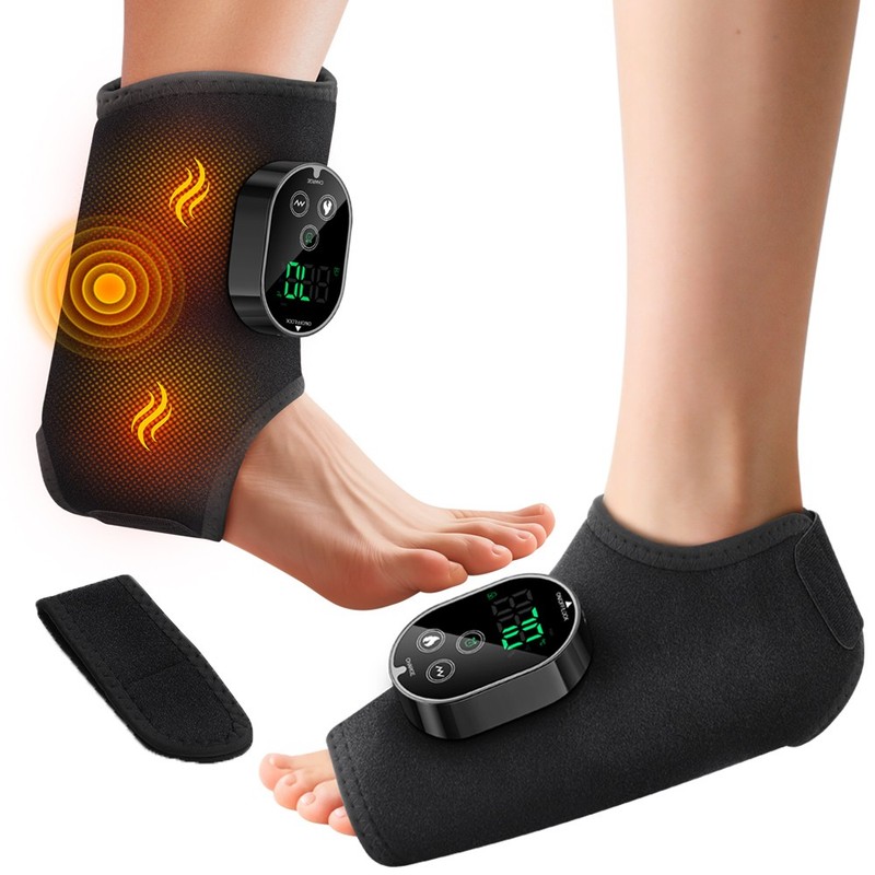 4-in-1 Electric Foot Ankle Massager Brace Pain Relief Heating Vibration Therapy