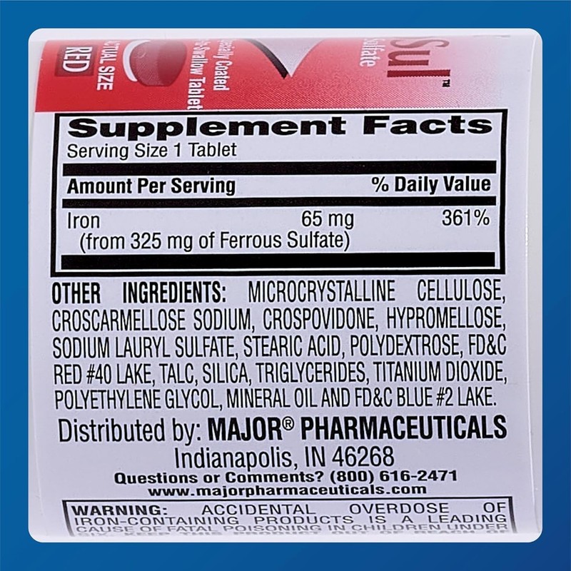 Major FeroSul Red 325 mg 100 Red Tablets 3 Pack gallery
