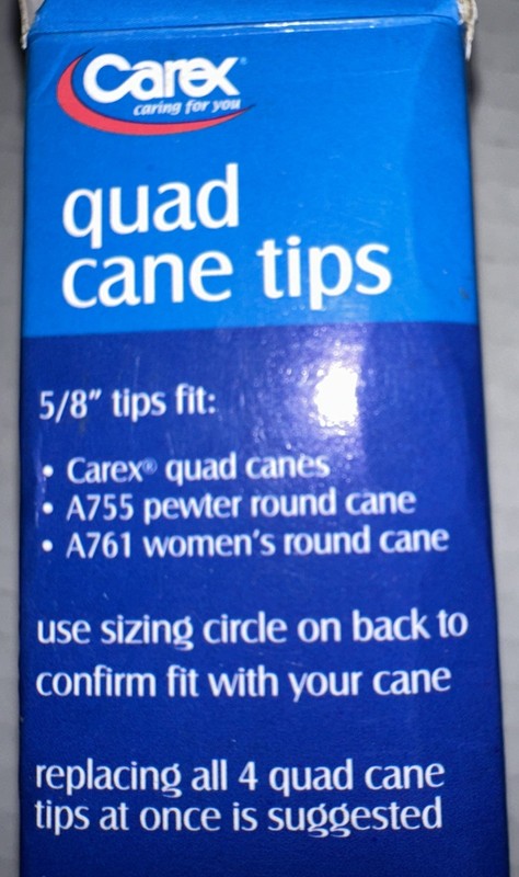 Carex Quad Cane Tips Also Fits 5/8 Inches Canes Large Metal Reinforced Base 2ct gallery