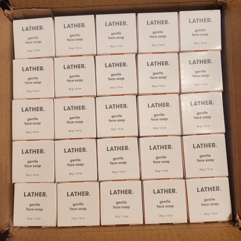 LATHER Gentle Face Soap Lot of 100 Travel Size 1 oz Bulk Hotel Airbnb Boxed