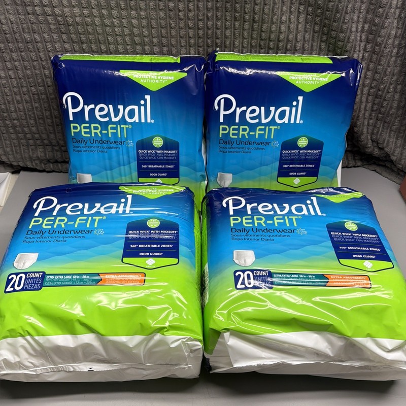 80 Pcs. 2XL X 4 packs of Prevail Per-Fit Adult Daily Underwear EXTRA Absorbency!