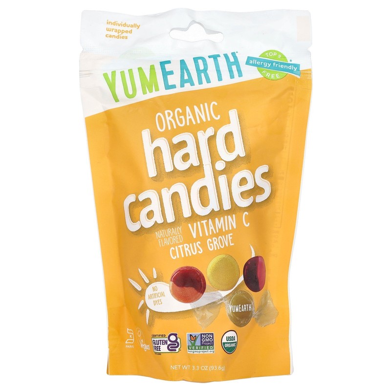 Organic Hard Candies, Vitamin C, Citrus Grove, 3.3 oz (93.6 g)