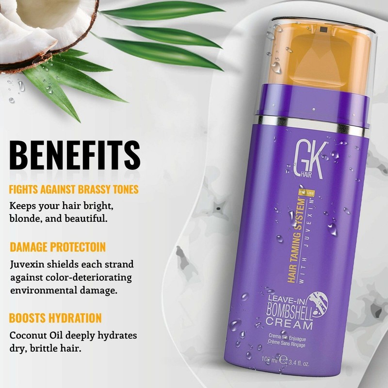 GK HAIR Leave In Bombshell Purple Cream Conditioning Smoothing Frizz Control