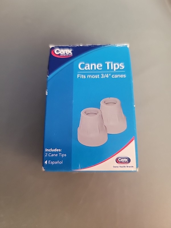 Carex Cane Tips Fits All Standard Canes + Crutches A719-00 7/8 Inches 1 Pair Wht