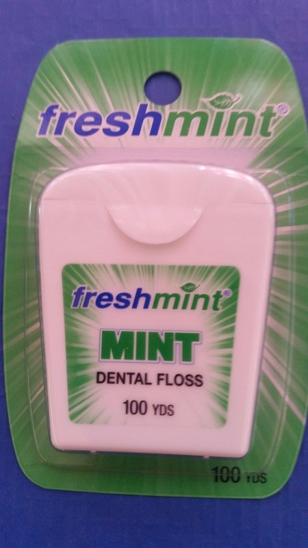 FRESHMINT MINT WAXED DENTAL FLOSS 100 YARDS DENTISTS/RETAIL SIZE ( LOT OF 72 )