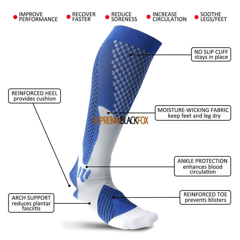 US Mens Compression Socks 20-30 mmhg Sports Knee High For Running Fitness Winter gallery
