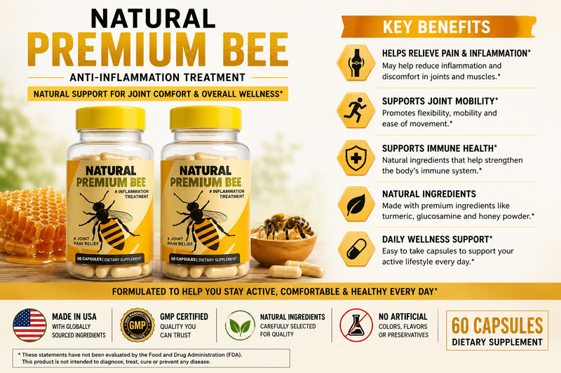 2 Natural Premium Bee Joint Support Supplement Glucosamine Turmeric 120 Capsules