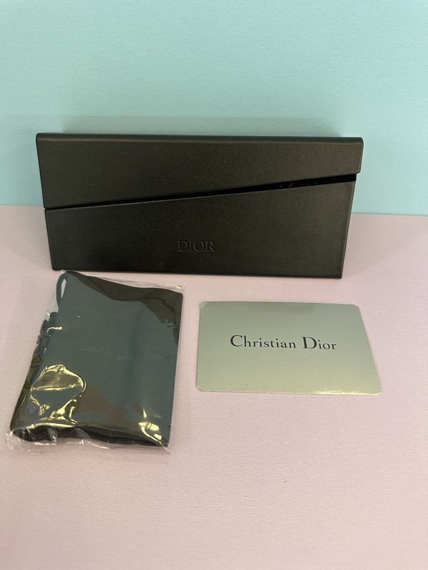 CHRISTIAN DIOR Sunglasses Eyeglasses BLACK LEATHER MAGNETIC HARD CASE CLOTH CARD