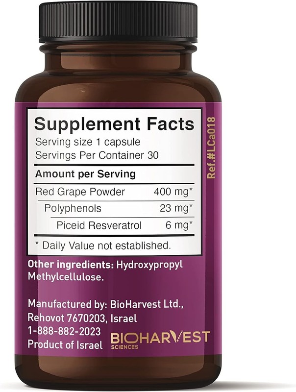 VINIA Piceid Resveratrol Supplement Capsules. Increases Blood Flow and Nitric Ox gallery