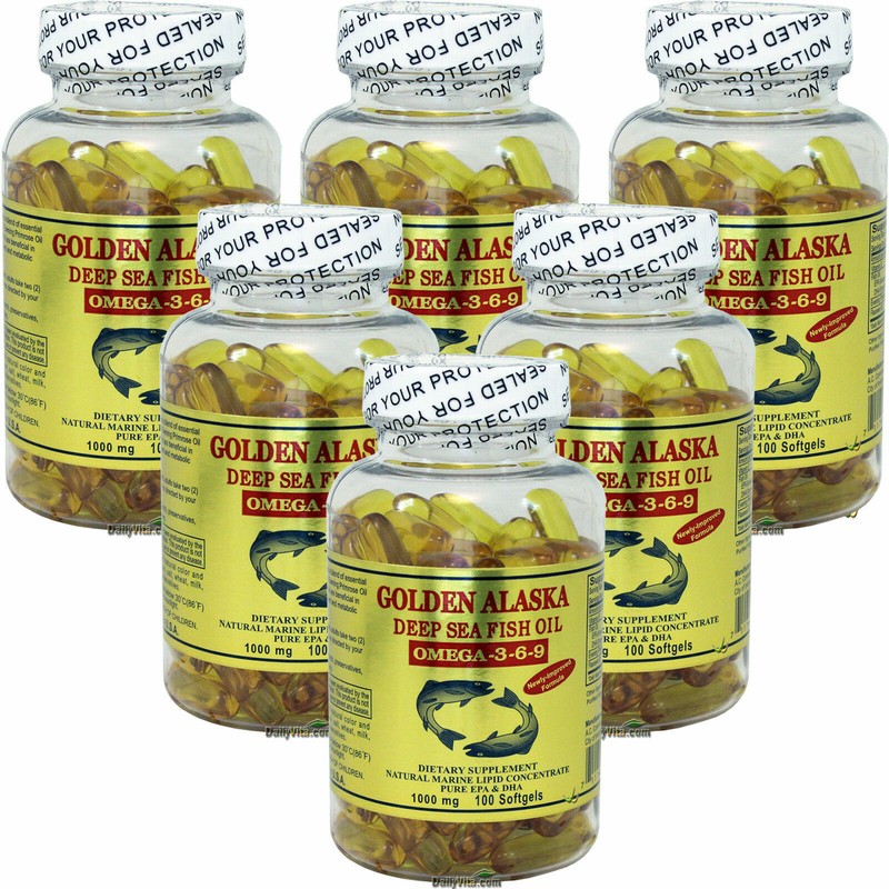 6 x Gold Vitamin Golden Alaska Deep Sea Fish Oil Omega 3-6-9 1000 mg 100 SG