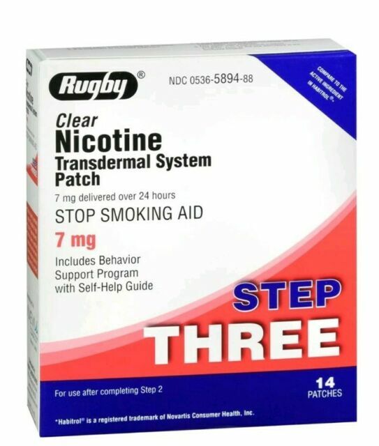 Rugby Clear Nicotine Transdermal System Patch Step 3 7mg exp 12/2026