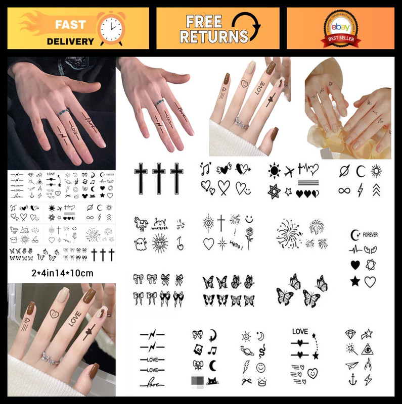16 Sheet Semi-Permanent Temporary Tattoos – Waterproof, Realistic, No Adhesive,