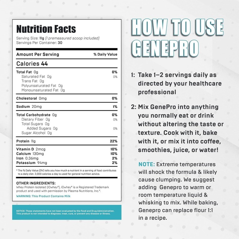 Genepro Protein Powder Gen3 Unflavored 3rd Generation, 30 servings, EXP 2027 gallery