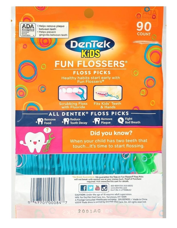 DenTek Kids Fun Flossers, Floss Picks, Removes Food & Plaque, 90 Count gallery